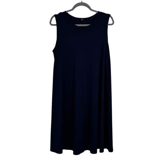 Uniqlo Size Large Derp Navy Blue Polyester/Rayon/Spandex Sleeveless Shift Dress - Picture 1 of 9
